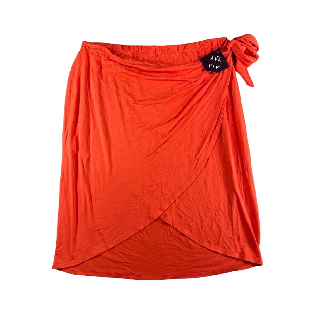 Ava & Viv Skirt Womens 2X Orange Stretch Waist Layered Flowy NWT - Picture 1 of 11